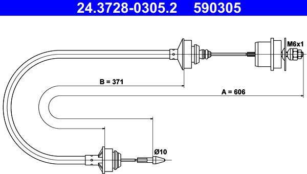 ATE 24.3728-0305.2 - Трос, управління зчепленням autozip.com.ua