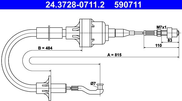 ATE 24.3728-0711.2 - Трос, управління зчепленням autozip.com.ua