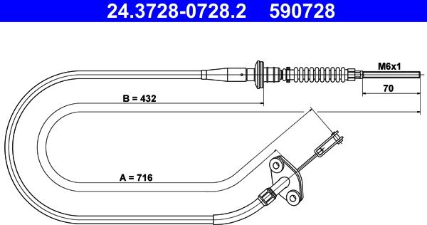 ATE 24.3728-0728.2 - Трос, управління зчепленням autozip.com.ua