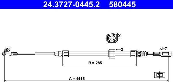 ATE 24.3727-0445.2 - Трос, гальмівна система autozip.com.ua