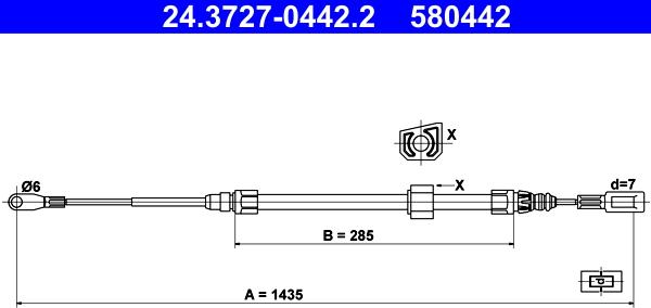 ATE 24.3727-0442.2 - Трос, гальмівна система autozip.com.ua