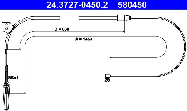 ATE 24.3727-0450.2 - Трос, гальмівна система autozip.com.ua