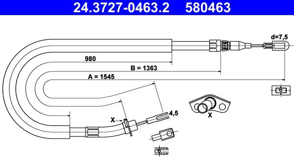 ATE 24.3727-0463.2 - Трос, гальмівна система autozip.com.ua