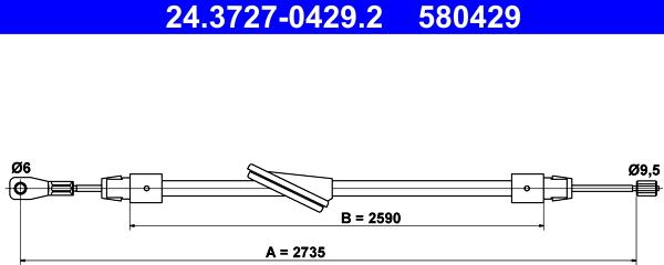 ATE 24.3727-0429.2 - Трос, гальмівна система autozip.com.ua