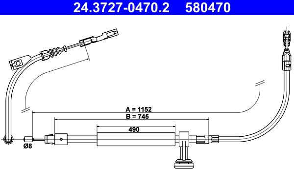 ATE 24.3727-0470.2 - Трос, гальмівна система autozip.com.ua