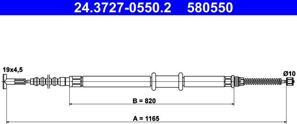 ATE 24.3727-0550.2 - Трос, гальмівна система autozip.com.ua