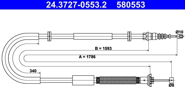 ATE 24.3727-0553.2 - Трос, гальмівна система autozip.com.ua