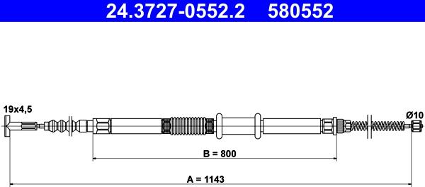 ATE 24.3727-0552.2 - Трос, гальмівна система autozip.com.ua