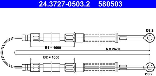 ATE 24.3727-0503.2 - Трос, гальмівна система autozip.com.ua