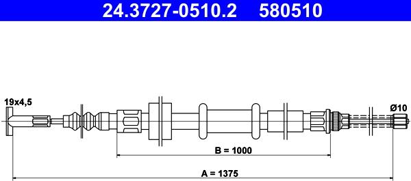 ATE 24.3727-0510.2 - Трос, гальмівна система autozip.com.ua