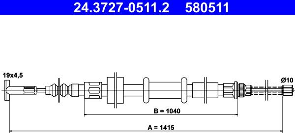 ATE 24.3727-0511.2 - Трос, гальмівна система autozip.com.ua