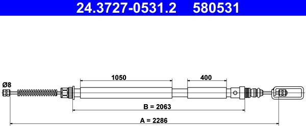 ATE 24.3727-0531.2 - Трос, гальмівна система autozip.com.ua