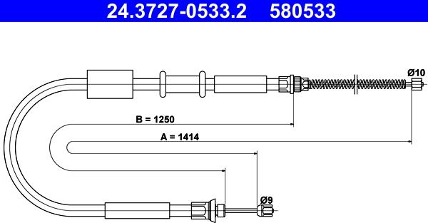 ATE 24.3727-0533.2 - Трос, гальмівна система autozip.com.ua