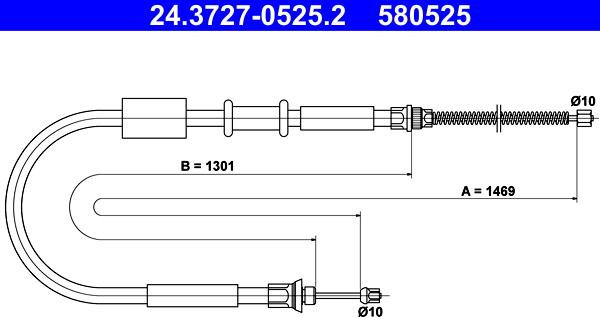 ATE 24.3727-0525.2 - Трос, гальмівна система autozip.com.ua