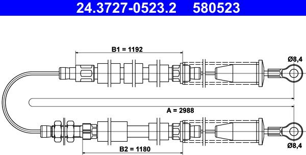 ATE 24.3727-0523.2 - Трос, гальмівна система autozip.com.ua