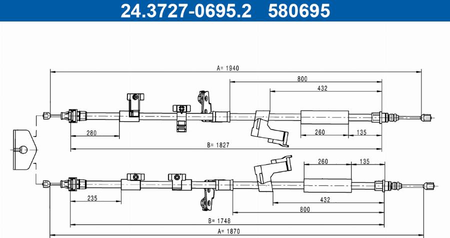 ATE 24.3727-0695.2 - Трос, гальмівна система autozip.com.ua