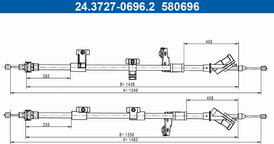 ATE 24.3727-0696.2 - Трос, гальмівна система autozip.com.ua