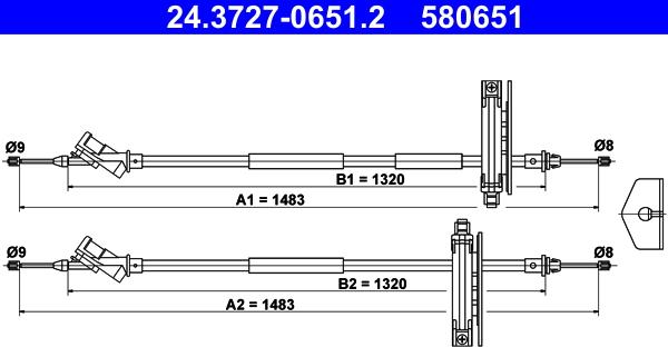 ATE 24.3727-0651.2 - Трос, гальмівна система autozip.com.ua