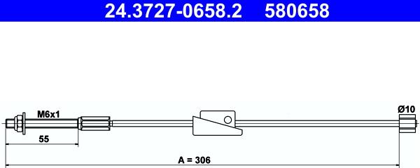 ATE 24.3727-0658.2 - Трос, гальмівна система autozip.com.ua