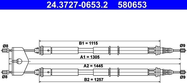 ATE 24.3727-0653.2 - Трос, гальмівна система autozip.com.ua