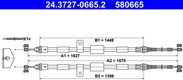 ATE 24.3727-0665.2 - Трос, гальмівна система autozip.com.ua