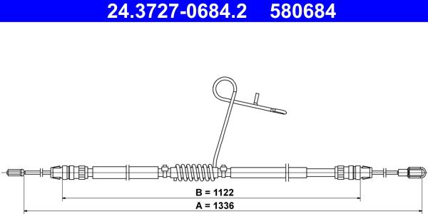 ATE 24.3727-0684.2 - Трос, гальмівна система autozip.com.ua