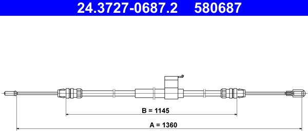 ATE 24.3727-0687.2 - Трос, гальмівна система autozip.com.ua