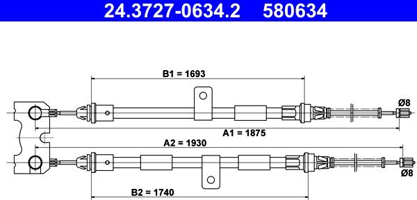 ATE 24.3727-0634.2 - Трос, гальмівна система autozip.com.ua