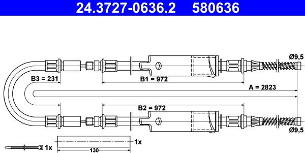 ATE 24.3727-0636.2 - Трос, гальмівна система autozip.com.ua