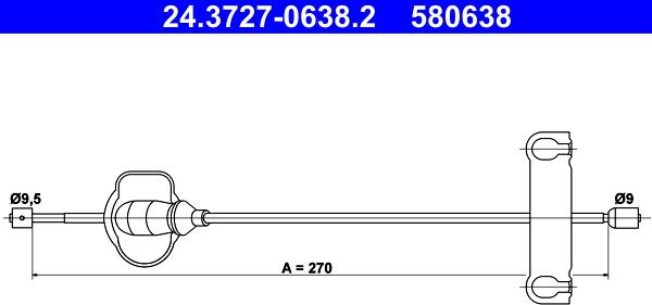 ATE 24.3727-0638.2 - Трос, гальмівна система autozip.com.ua