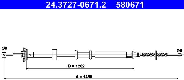 ATE 24.3727-0671.2 - Трос, гальмівна система autozip.com.ua