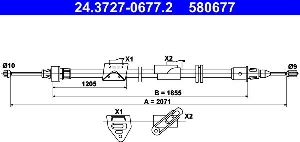 ATE 24.3727-0677.2 - Трос, гальмівна система autozip.com.ua