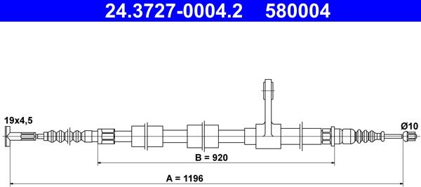 ATE 24.3727-0004.2 - Трос, гальмівна система autozip.com.ua