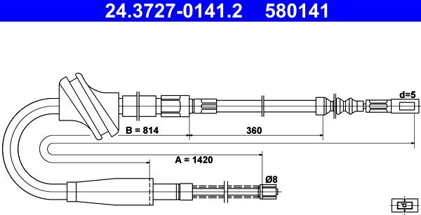 ATE 24.3727-0141.2 - Трос, гальмівна система autozip.com.ua