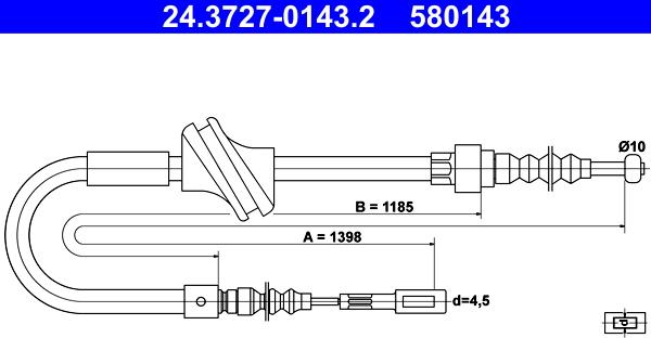 ATE 24.3727-0143.2 - Трос, гальмівна система autozip.com.ua