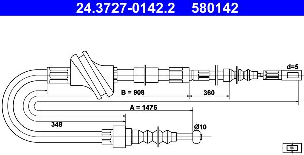 ATE 24.3727-0142.2 - Трос, гальмівна система autozip.com.ua