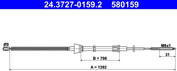 ATE 24.3727-0159.2 - Трос, гальмівна система autozip.com.ua