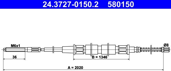 ATE 24.3727-0150.2 - Трос, гальмівна система autozip.com.ua