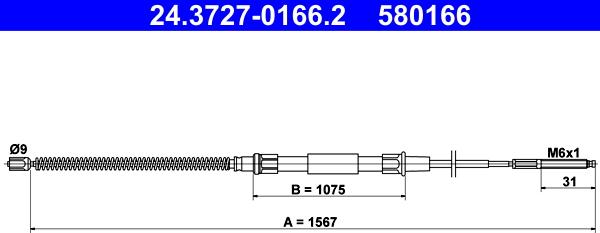 ATE 24.3727-0166.2 - Трос, гальмівна система autozip.com.ua