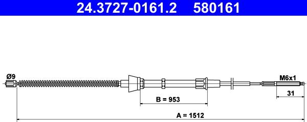 ATE 24.3727-0161.2 - Трос, гальмівна система autozip.com.ua