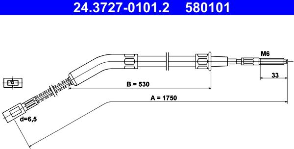 ATE 24.3727-0101.2 - Трос, гальмівна система autozip.com.ua