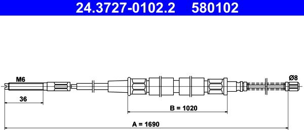 ATE 24.3727-0102.2 - Трос, гальмівна система autozip.com.ua