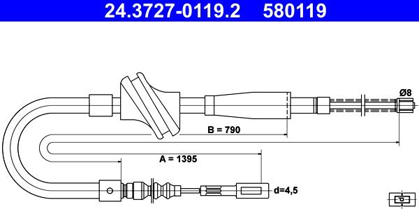 ATE 24.3727-0119.2 - Трос, гальмівна система autozip.com.ua