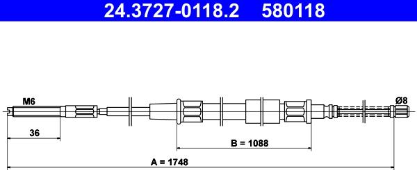 ATE 24.3727-0118.2 - Трос, гальмівна система autozip.com.ua