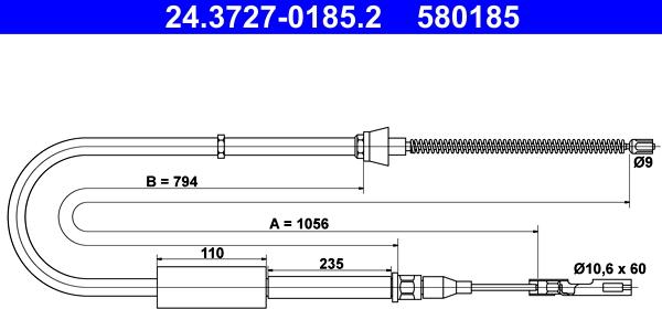 ATE 24.3727-0185.2 - Трос, гальмівна система autozip.com.ua