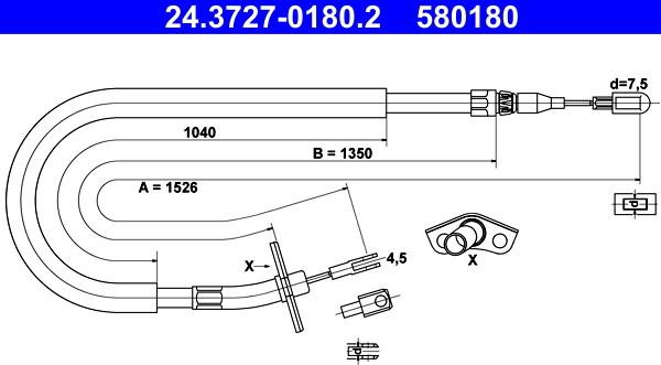 ATE 24.3727-0180.2 - Трос, гальмівна система autozip.com.ua