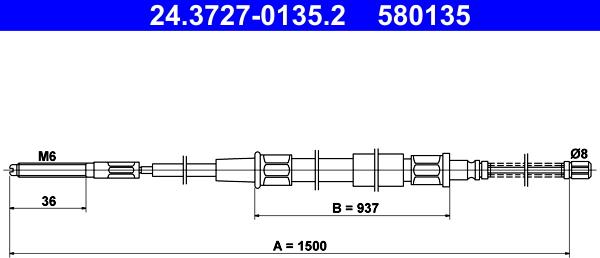 ATE 24.3727-0135.2 - Трос, гальмівна система autozip.com.ua