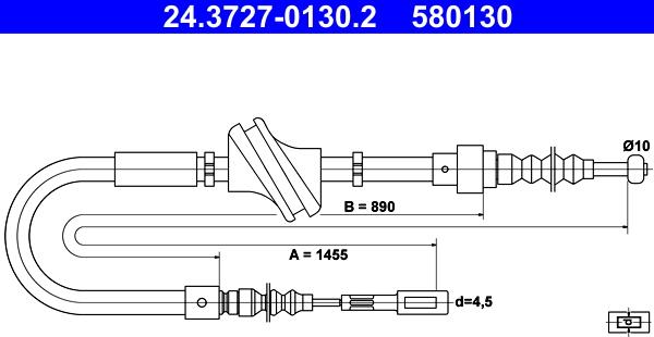 ATE 24.3727-0130.2 - Трос, гальмівна система autozip.com.ua