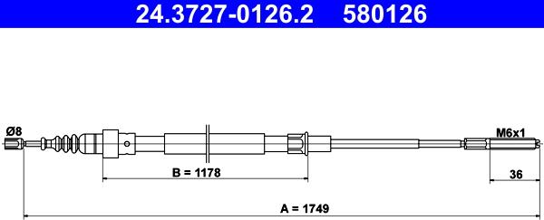 ATE 24.3727-0126.2 - Трос, гальмівна система autozip.com.ua