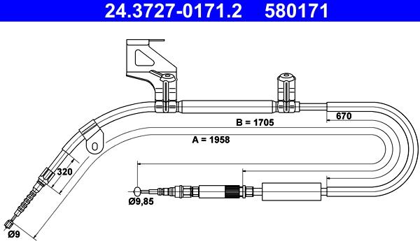 ATE 24.3727-0171.2 - Трос, гальмівна система autozip.com.ua